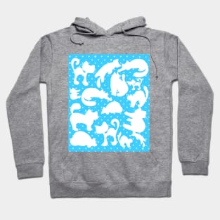 White Cat Silhouette Polka Dot Pattern Hoodie